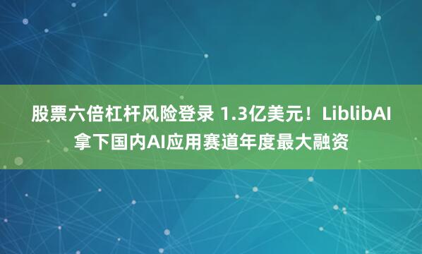 股票六倍杠杆风险登录 1.3亿美元！LiblibAI拿下国内AI应用赛道年度最大融资
